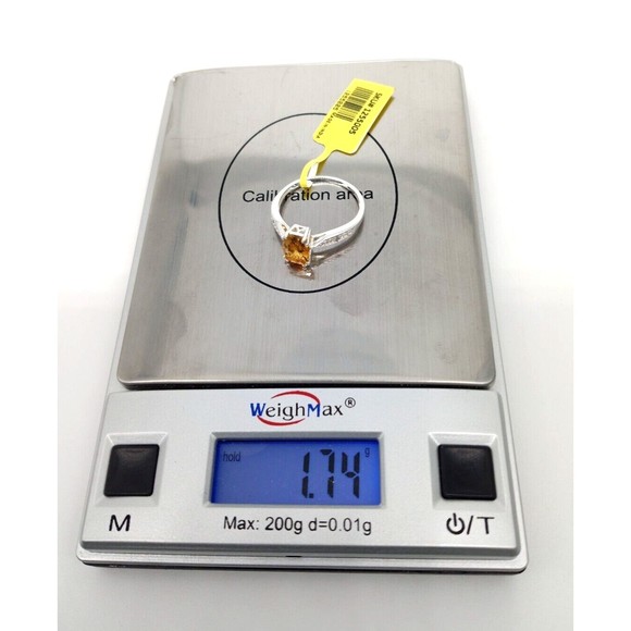 Chuck Clemency Yellow Citrine Gemstone Ring Solitaire Sterling Silver 925 Size 7 - Picture 15 of 16